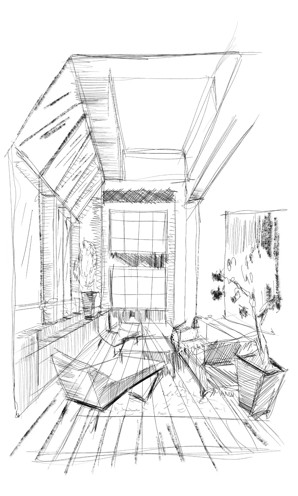 Hand-drawn architectural sketch